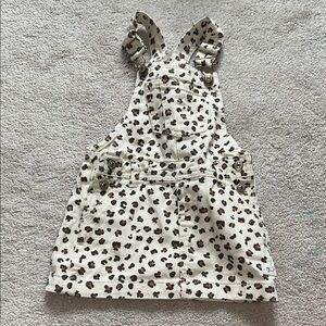 7 For All Mankind Cream and Brown Leopard Print Overall Dress